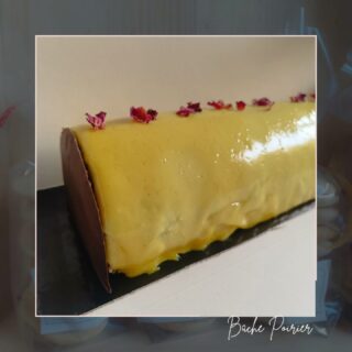 🎄 BÛCHE POIRIER. 🎄

Biscuits madeleines 
Trois variétés de poire : Comice, William et Conférence
Mousse vanille 

-
#buchedenoel #christmascake #poire #pear #vanille